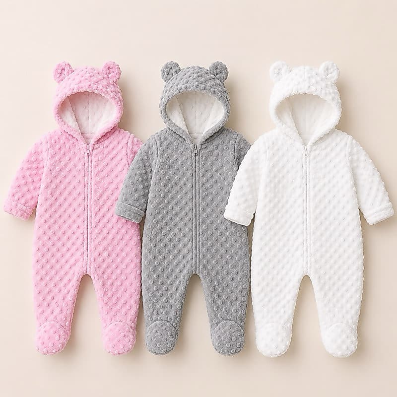 Macacão de inverno Soft 0-1 ano antialérgico com zíper