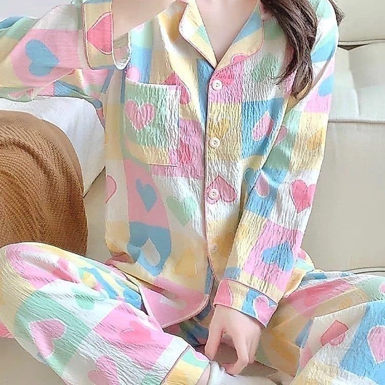 Pijamas femininos primavera outono 2025 podem usar fora doces senhoras calças de manga comprida terno solto Loungewear