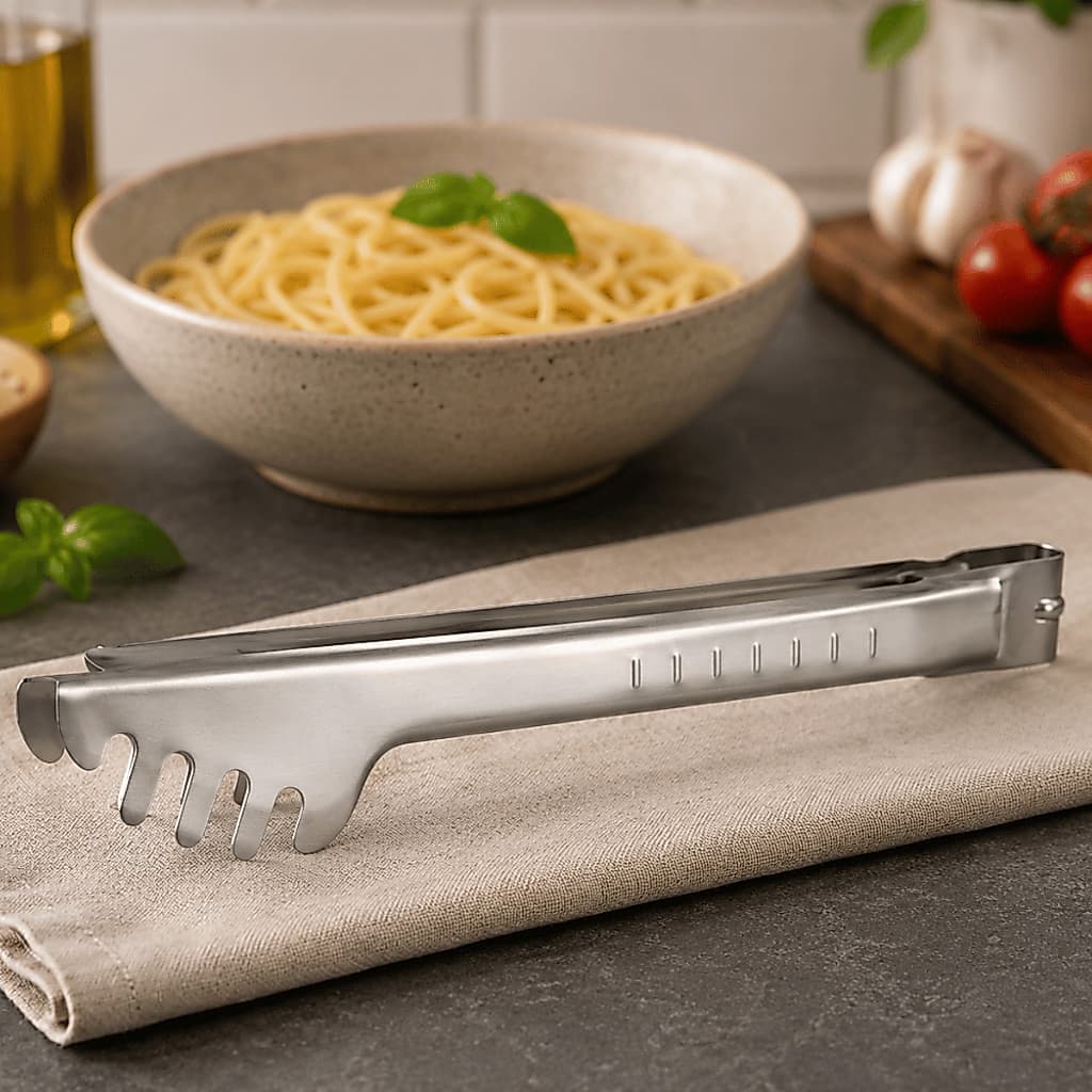 Pegador de Massas Aço Inox Escovado 27 cm Utensílio de Cozinha para Macarrão