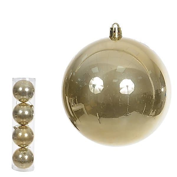 Cj 4 Bolas de Natal Perolada Dourado 10cm