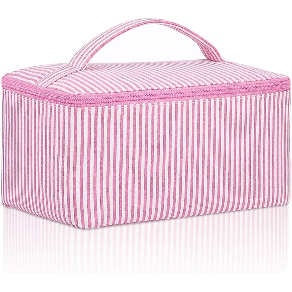 Bolsa de Maquiagem com Compartimento para Pincéis, Bolsa de Maquiagem Rosa para Mulheres, Bolsa de Maquiagem Grande, Nec