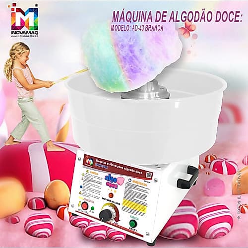 Máquina De Algodão Doce Profissional Ad-43 Branca Inovamaq