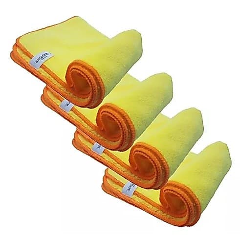 Kit com 4 Flanela Microfibra 40x60 Amarela 350 GSM Autoamerica