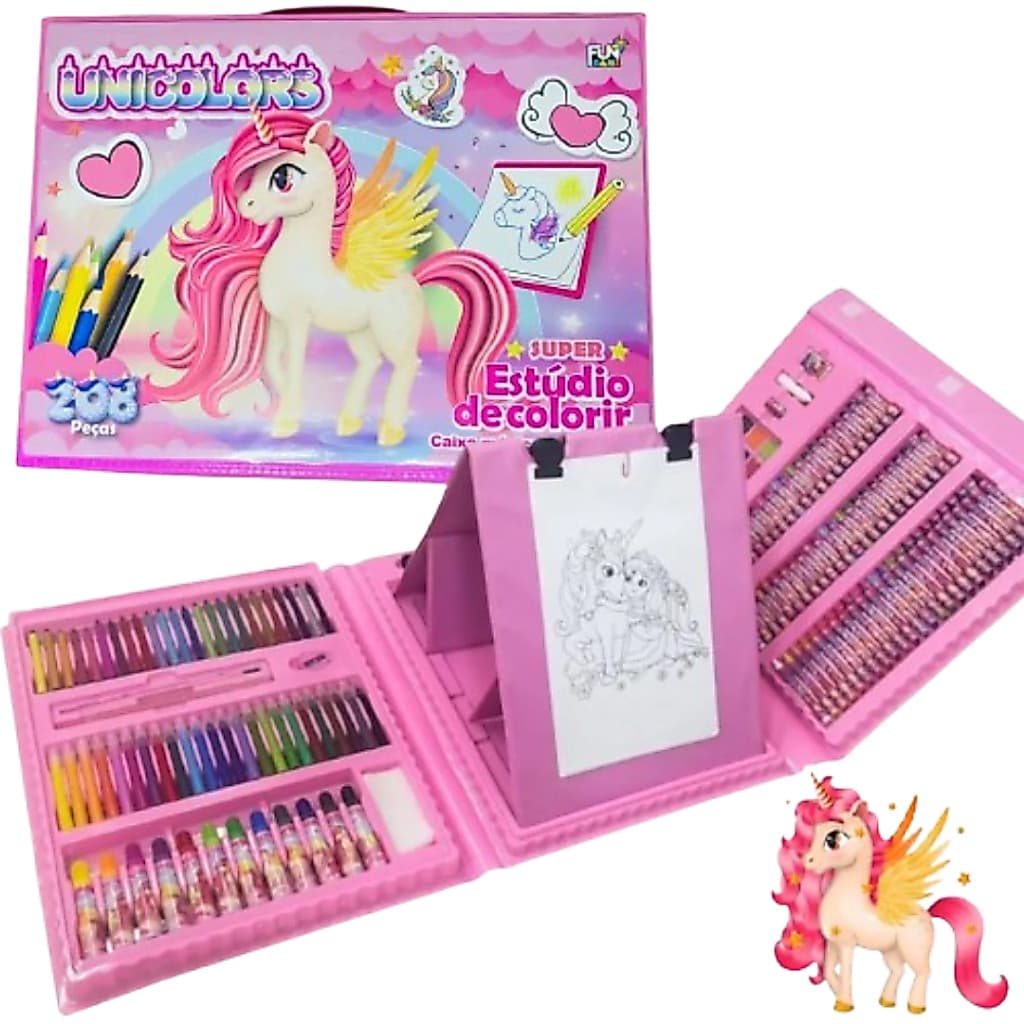Maleta Infantil Pintura 208 Peças Estojo Escolar Divertido. ENVIO IMEDIATO!