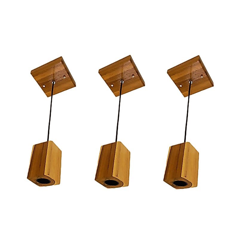 Pendentes Rústicos Madeira TECA Maciça Kit 3 unidades