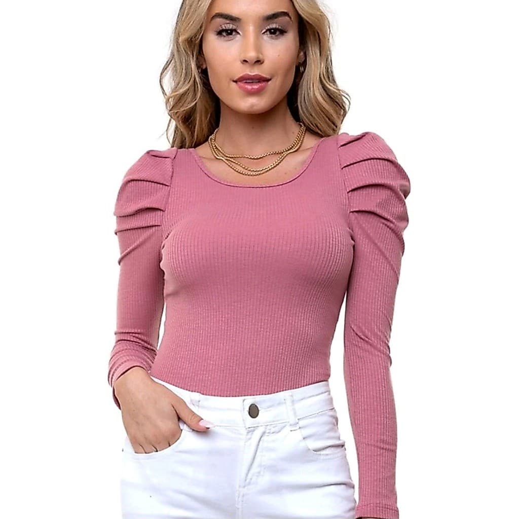 Blusa Canelada Manga Longa Gola Baixa Princesa - Outono/Inverno - Várias Cores