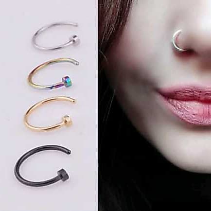 Kit 4 Anel De Nariz Argola Septo Anéis De Aço Inoxidável Nariz Piercing Falso Piercing