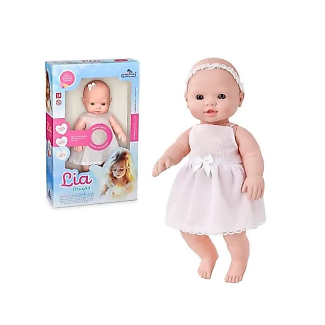 Boneca Bebê Lia Canta 2 Orações Reza Pai Nosso+ Querido Deus