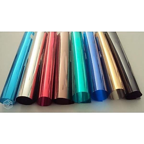 Película Insulfilm Controle Solar Espelhada (Prata,dourado,bronze,prata fumÊ,azul e verde)portas e janelas 1 MT larg.