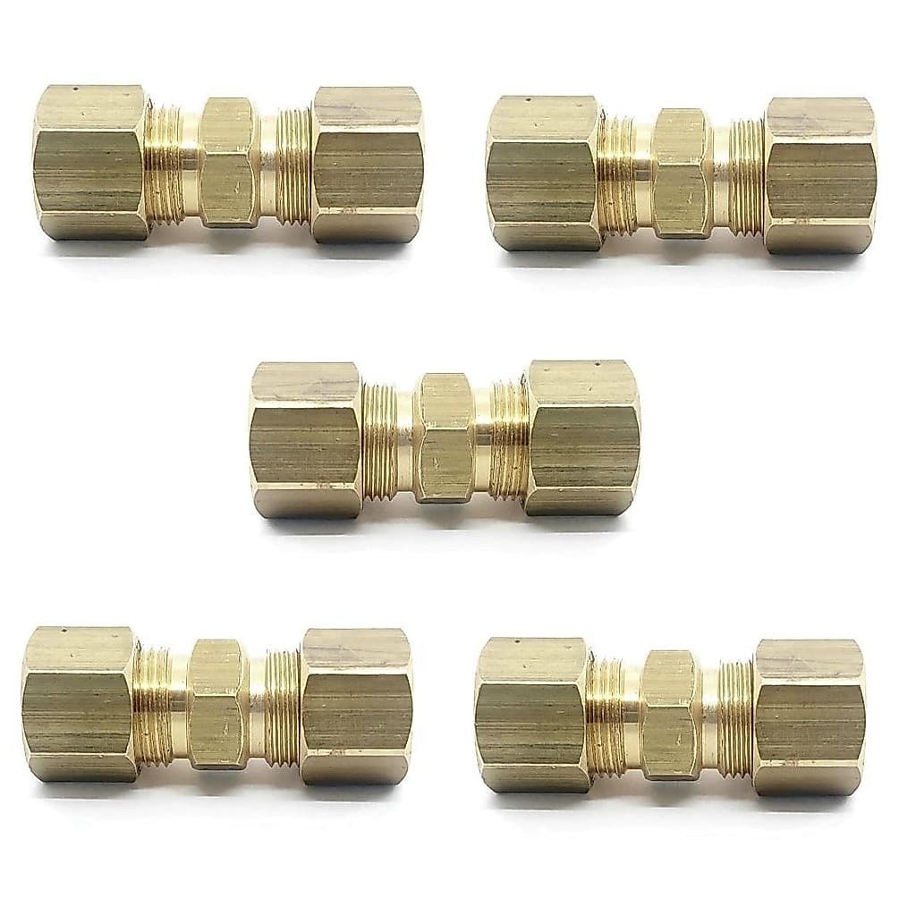 KIT 5 UNIÃO COMPRESSÃO PORCA ANILHA 1/4A X 1/4A TUBO COBRE