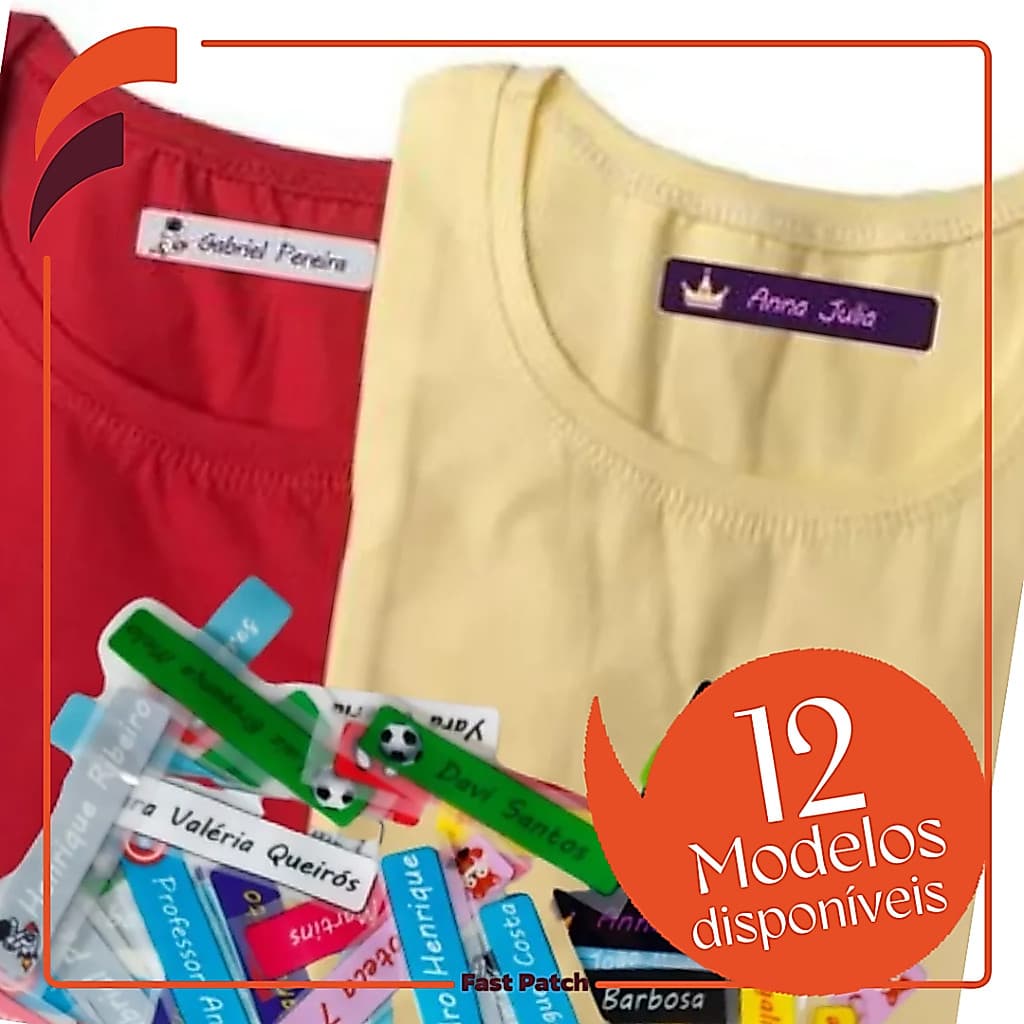 50 Etiquetas Termocolante 5x1cm Uniforme Escolar Personalizada a Prova de Água para Tecidos e Bolsas