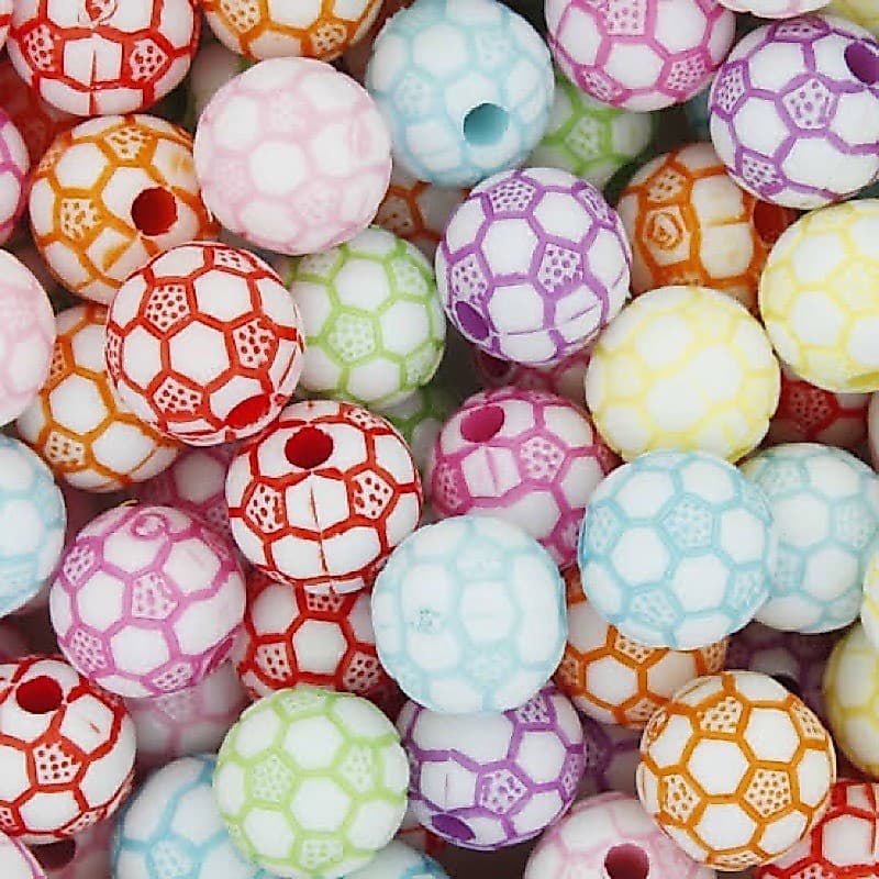 Miçanga Bola de Futebol Artesanato 10mm  - 100 Unidades