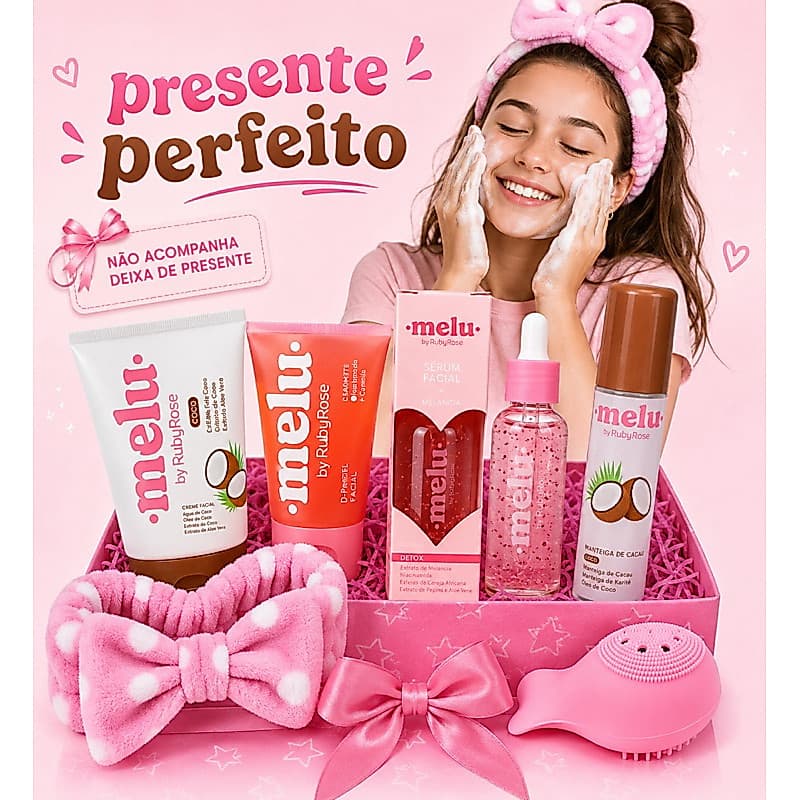 Kit Infantil Cuidados Faciais 6 Itens Menina Sabonete Sérum Faixa Presente Completo
