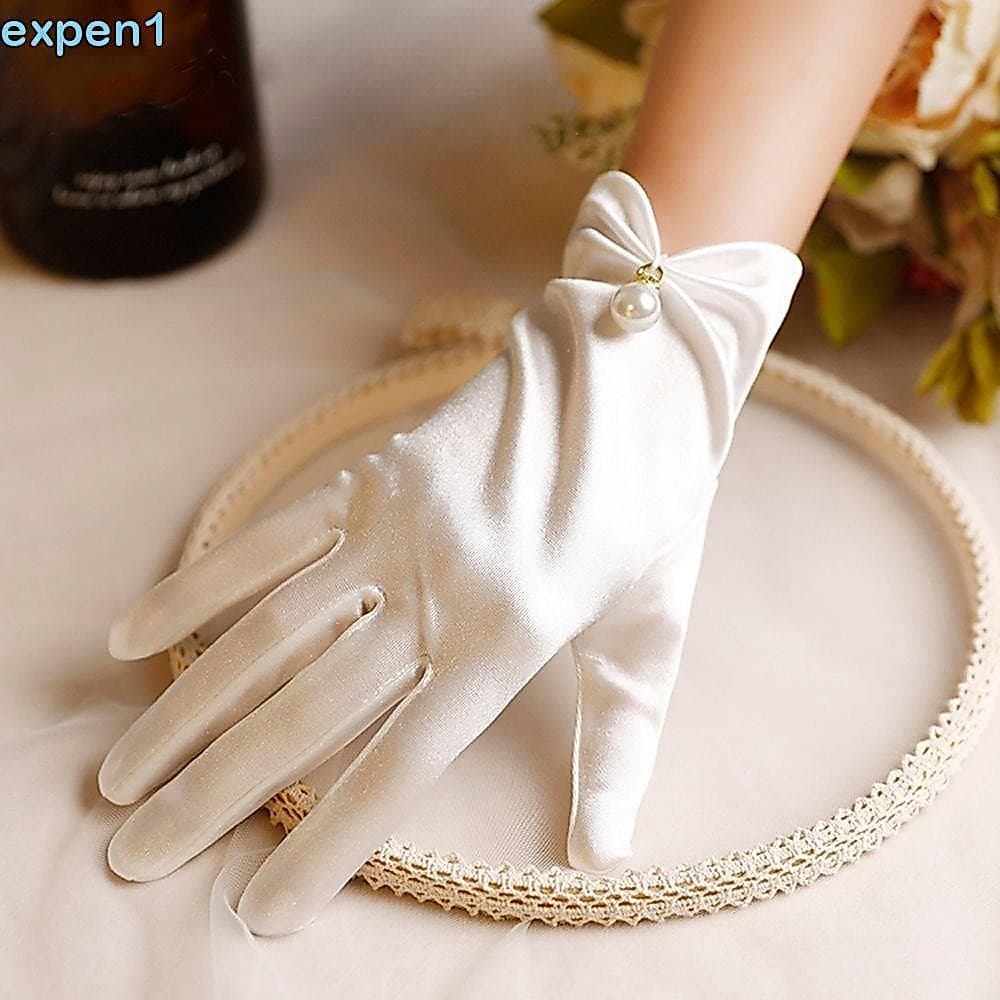 Expensão Luvas De Casamento Femininas Elegante Satin Lolita JK Performance For Girls Full Finger Gloves