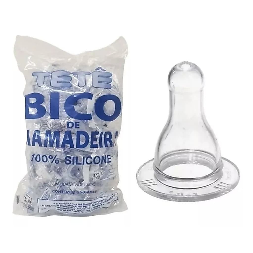 Bico de Mamadeira Silicone Ortodôntico (Bico Chato) Ou Redondo (10unid) - Tam. 2 (+6 meses) Tetê Alta Qualidade