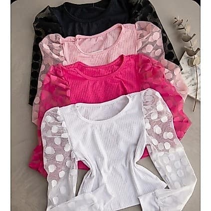 Blusa Manga Longa Infantil Menina Manga Tule, Manga Bufante ,Manga Princesa Blogueira Blogueirinha Mini Diva Canelada