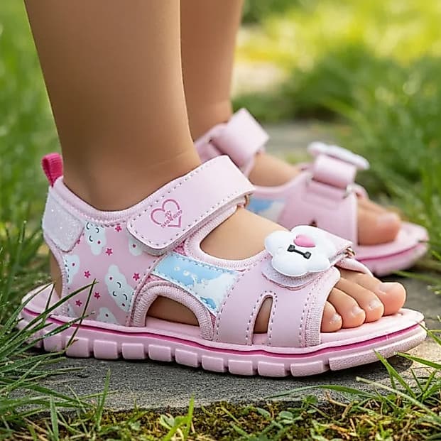 Sandália Infantil Ortopasso Anatômica Menina Rosa Nuvenzinha