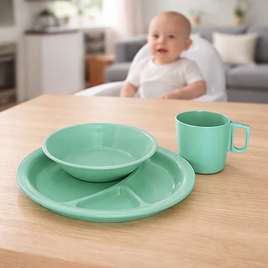 Kit Refeição Infantil Merenda com Pratos , Caneca e Colher- Prato infantil para introdução alimentar