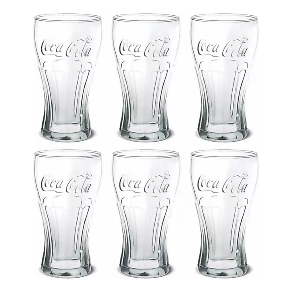 Jogo De 6 Copo Coca Cola Vidro 300ml Nadir Transparente