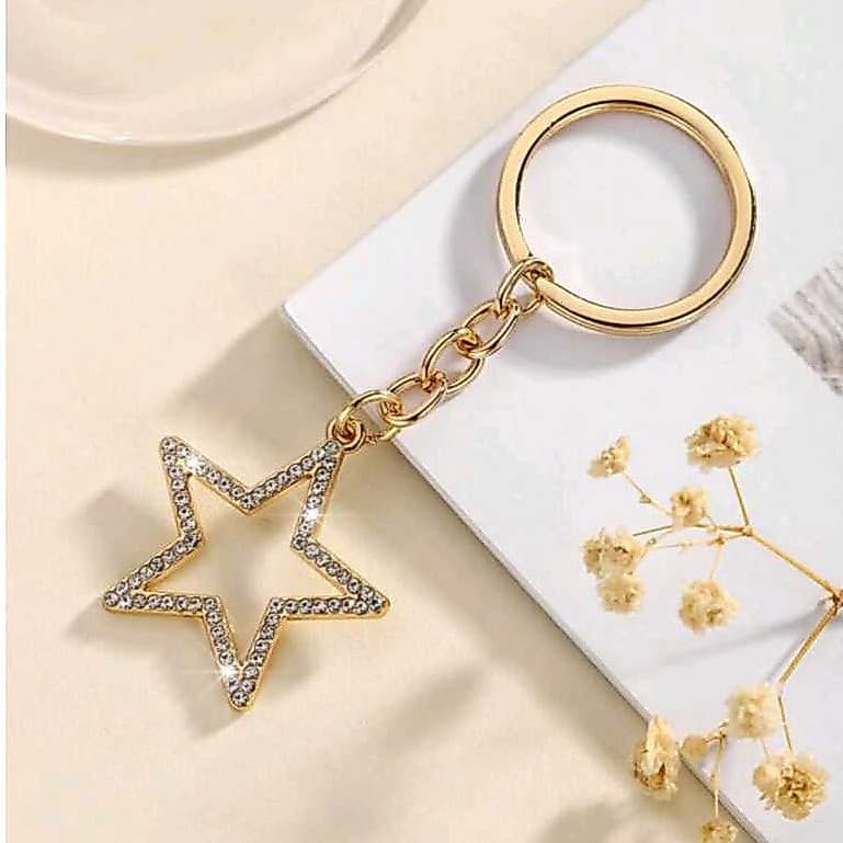 Chaveiro Pingente Estrela Cravejado Brilhante Aesthetic Moda Presente