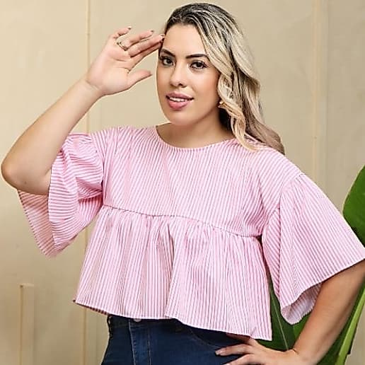Blusa Cropeed Feminina  Franzida