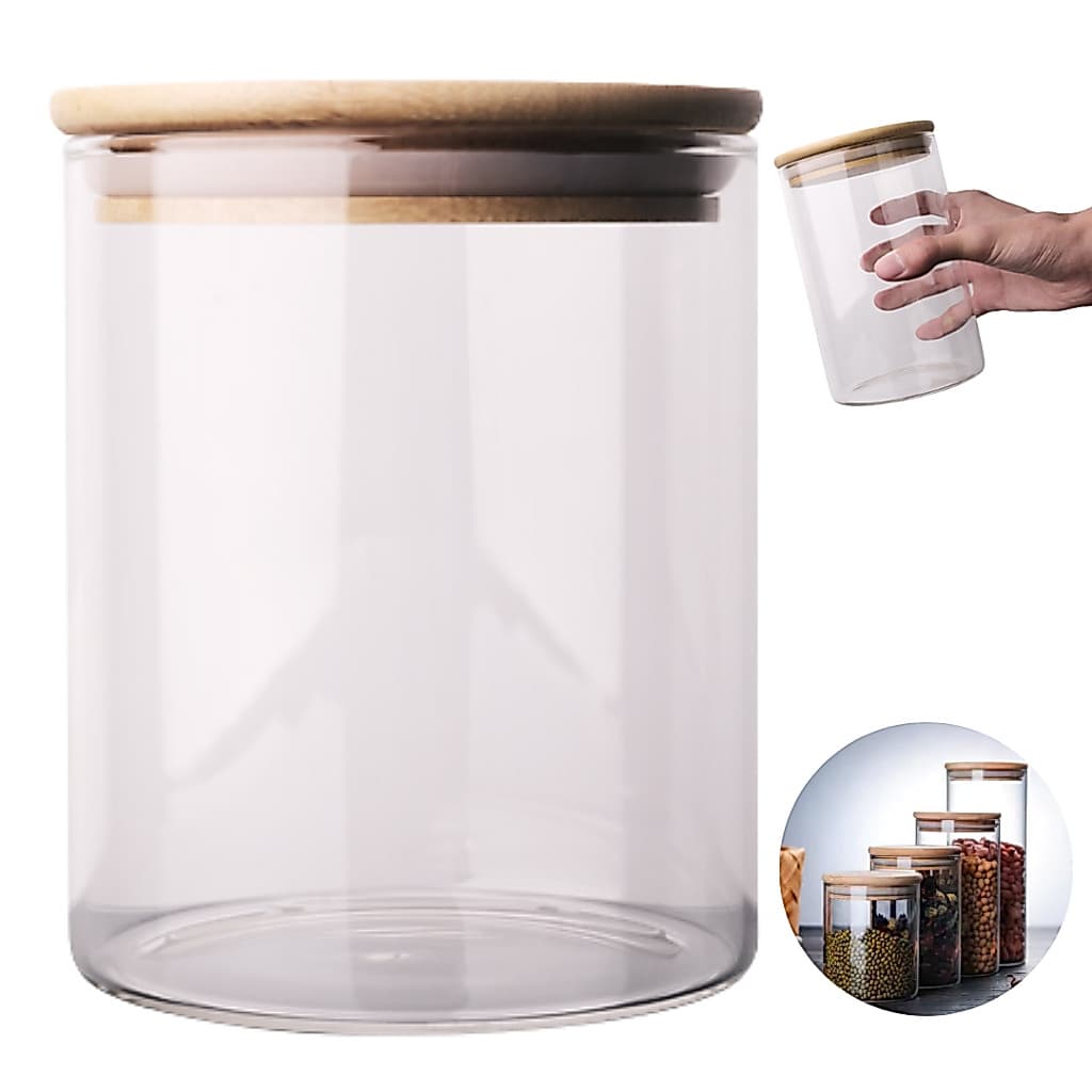 Pote De Vidro Hermético 200ml Tampa Bambu Elegante E Prático