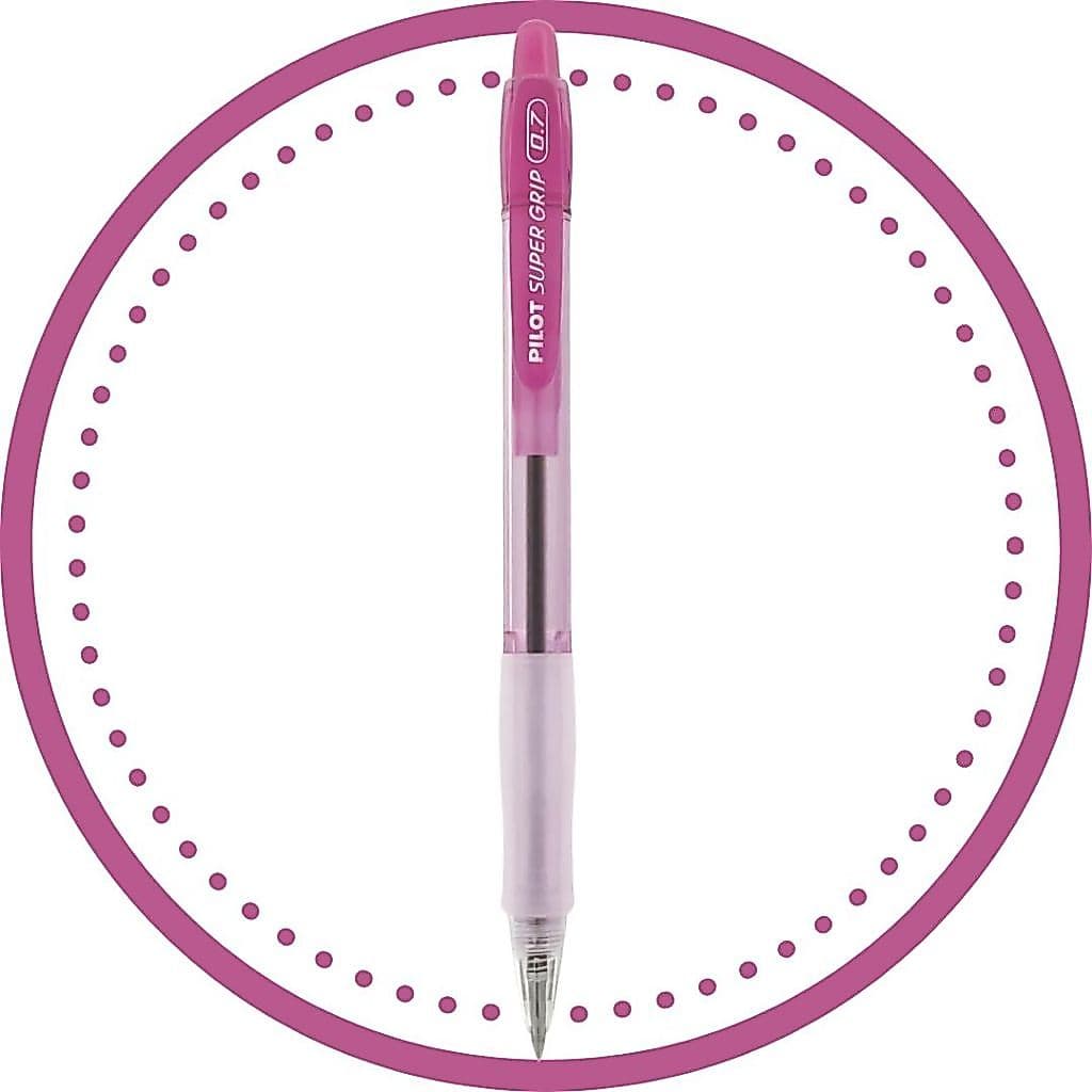 Caneta Esferográfica Super Grip 0,7mm Tinta Rosa Pilot - Unidade