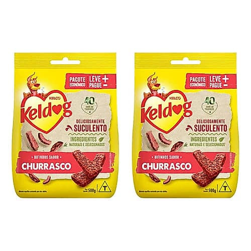Kit 2 Pacotes Bifinhos Cães Keldog 500 G Sabor Churrasco