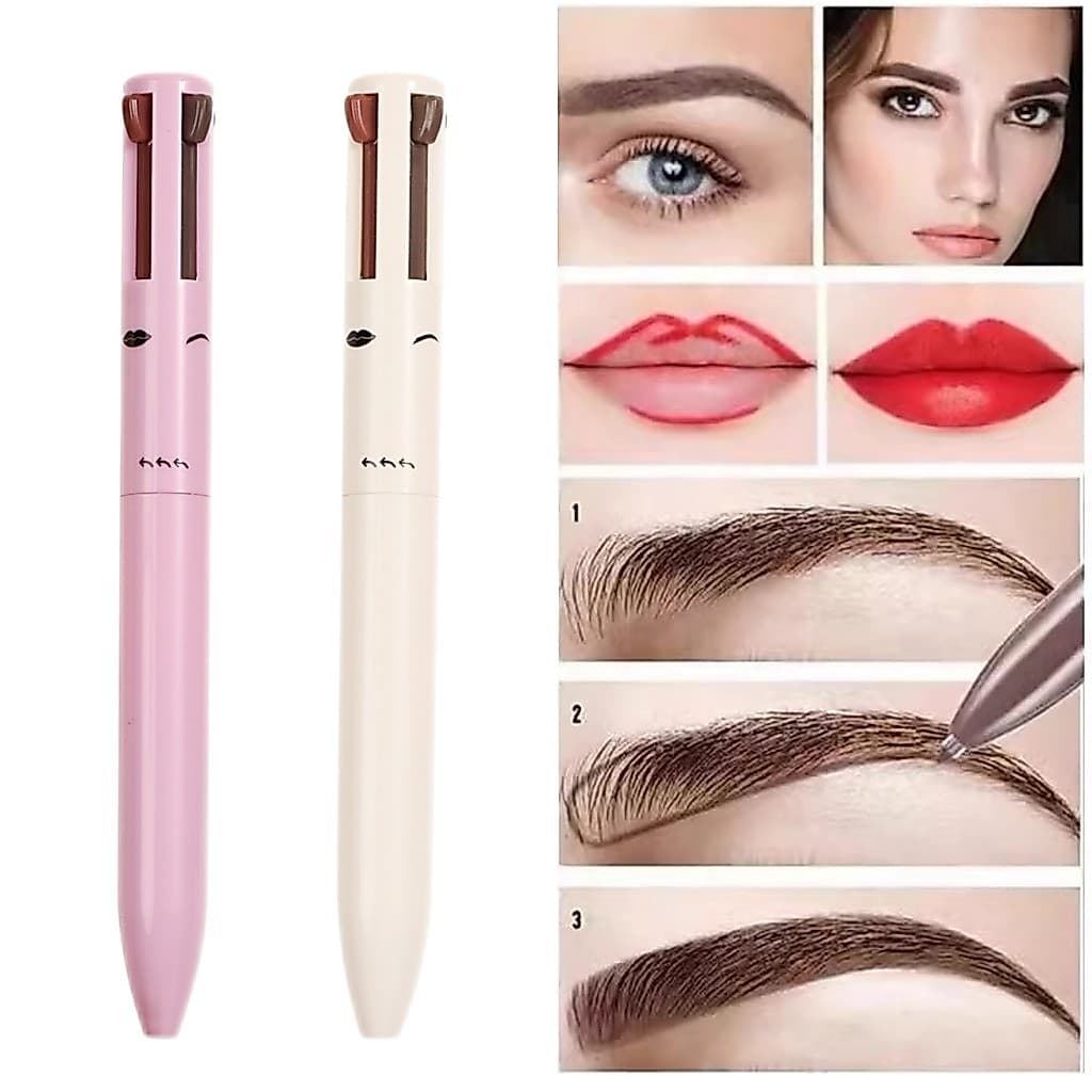4 em 1 Caneta de maquiagem 4 cores Delineador Lápis de sobrancelha Contorno labial Iluminador RioLumi Presente perfeito