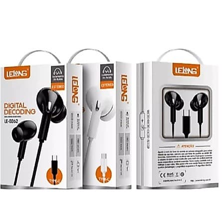 Fone de Ouvido Lelong LE-0262 - Estéreo Tipo-C • Microfone • Áudio Digital