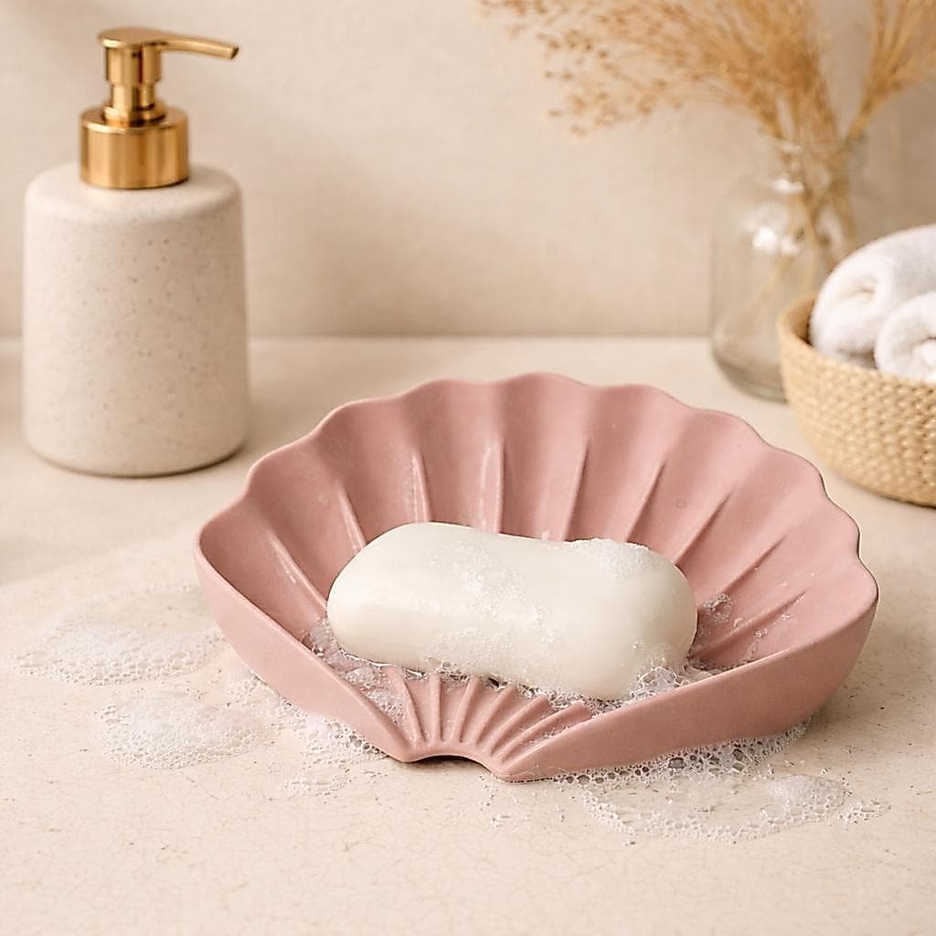 Saboneteira Concha Luxo Banheiro Pia Lavabo Decor Premium Drenagem Rápida