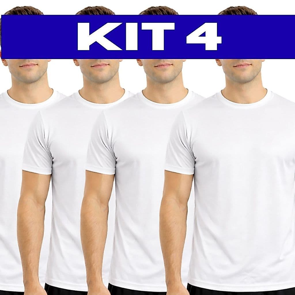 Kit 4 Camisetas Brancas Estilo Dry Fit 100% Poliéster Sublimação Básicas Uniformes Atacado