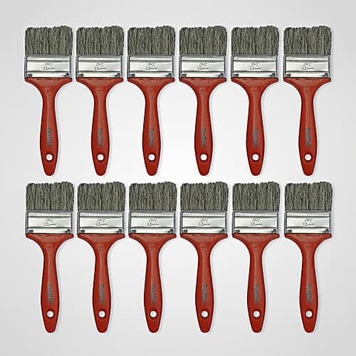 Kit 12 Pinceis Trincha 2 Polegadas Cerda Gris Pintura Cinza