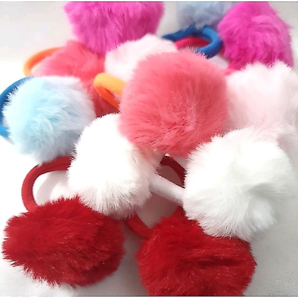 1 Par Xuxinha Pompom Rabico para Cabelo Bonita