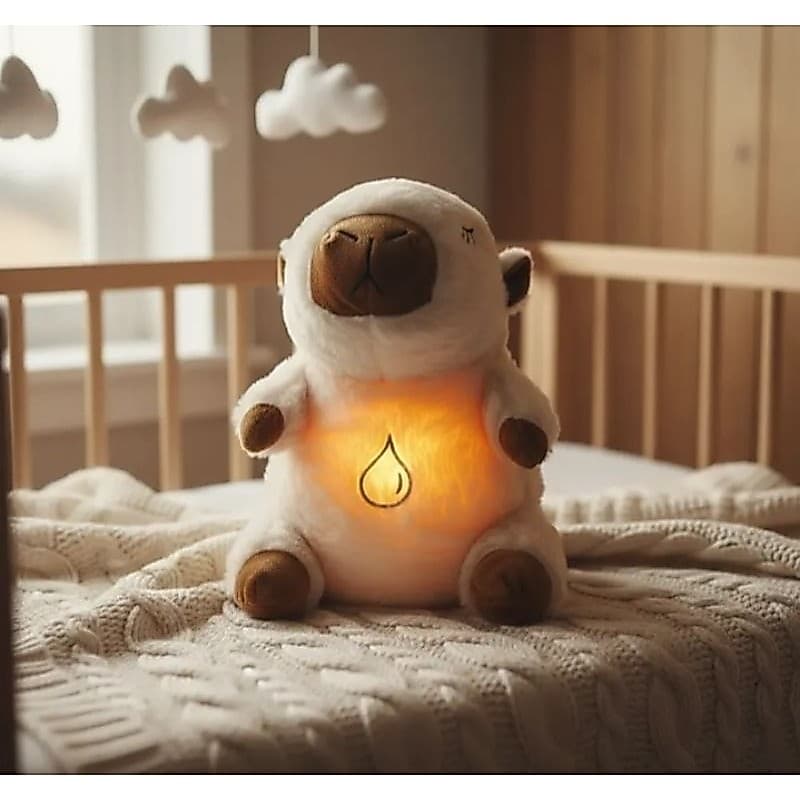 Capivara Respiração Luz No Peito E Música Brinquedo Pelúcia Grande 30 Cm