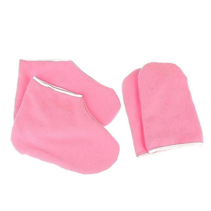1 Par De Cera De Parafina Wd Algodão Footmuffs Botas Máscara Hidratante Spa Sos Luvas Cobre Forros De Banho