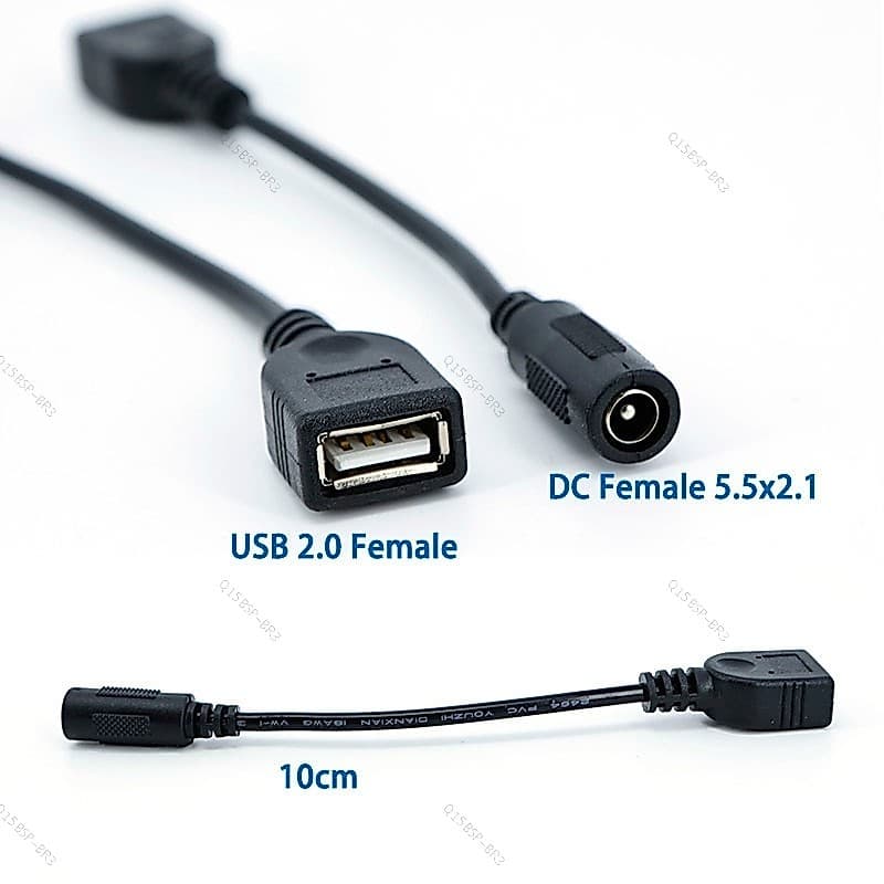 10cm USB 2.0 Fêmea Para DC 5.5x2.1mm Cabo Adaptador De Alimentação 5521 Jack Conector 5V De Carregamento BR15B3