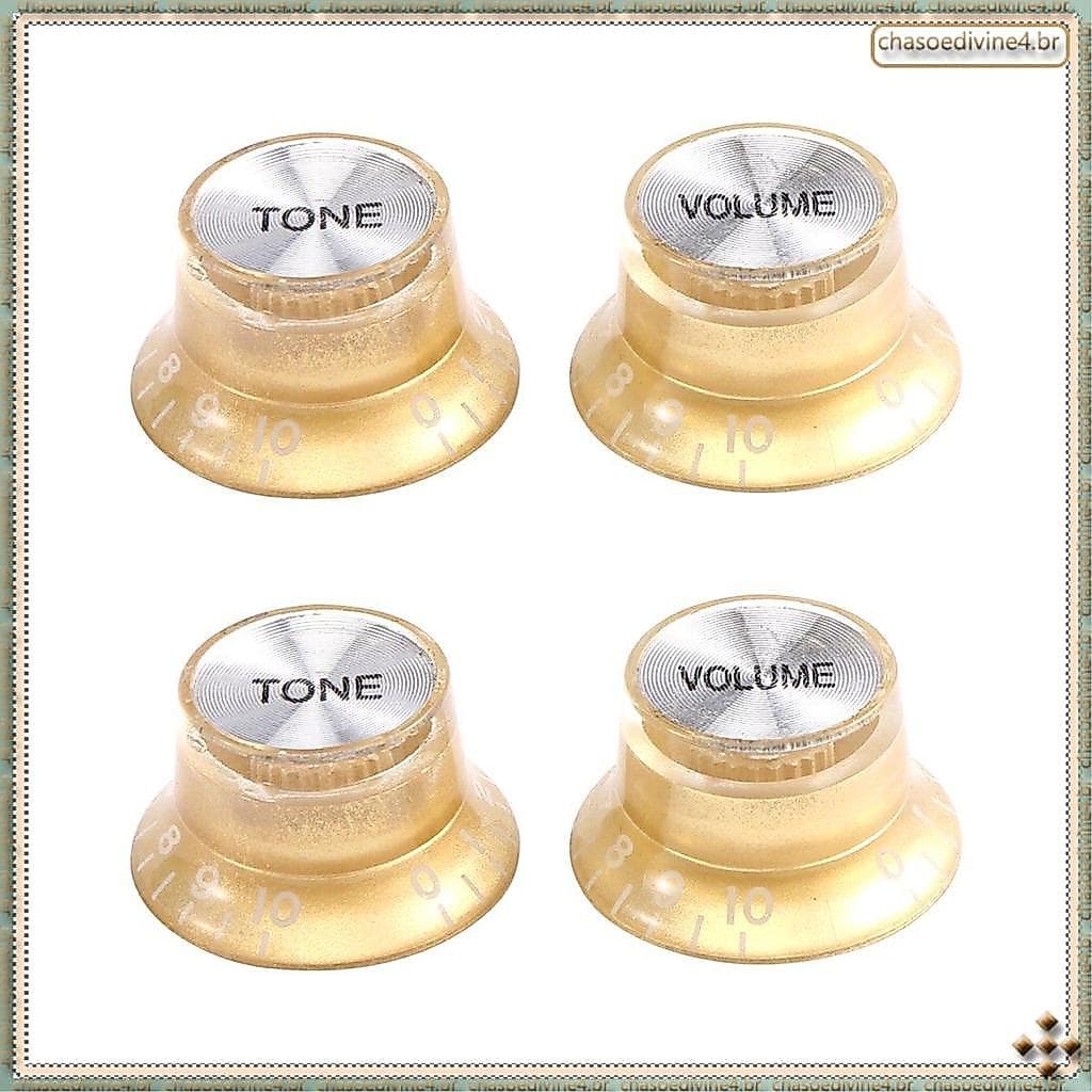 [Ykr] 4 Peças Botões De Controle De Velocidade 2 Tons 2 Volumes Para Guitarra LP Dourados Acessórios De