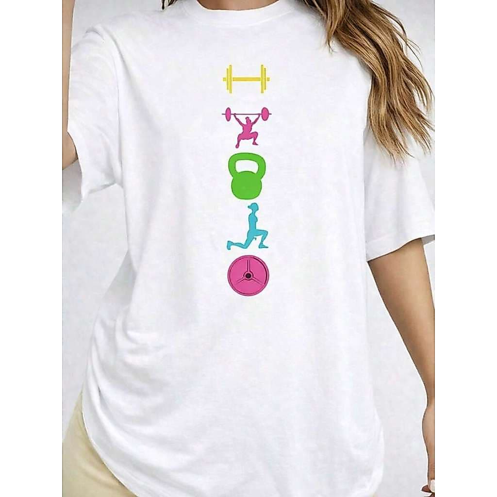 Camiseta Feminina Academia Gym Blusa Gola Redonda Manga Curta Algodão