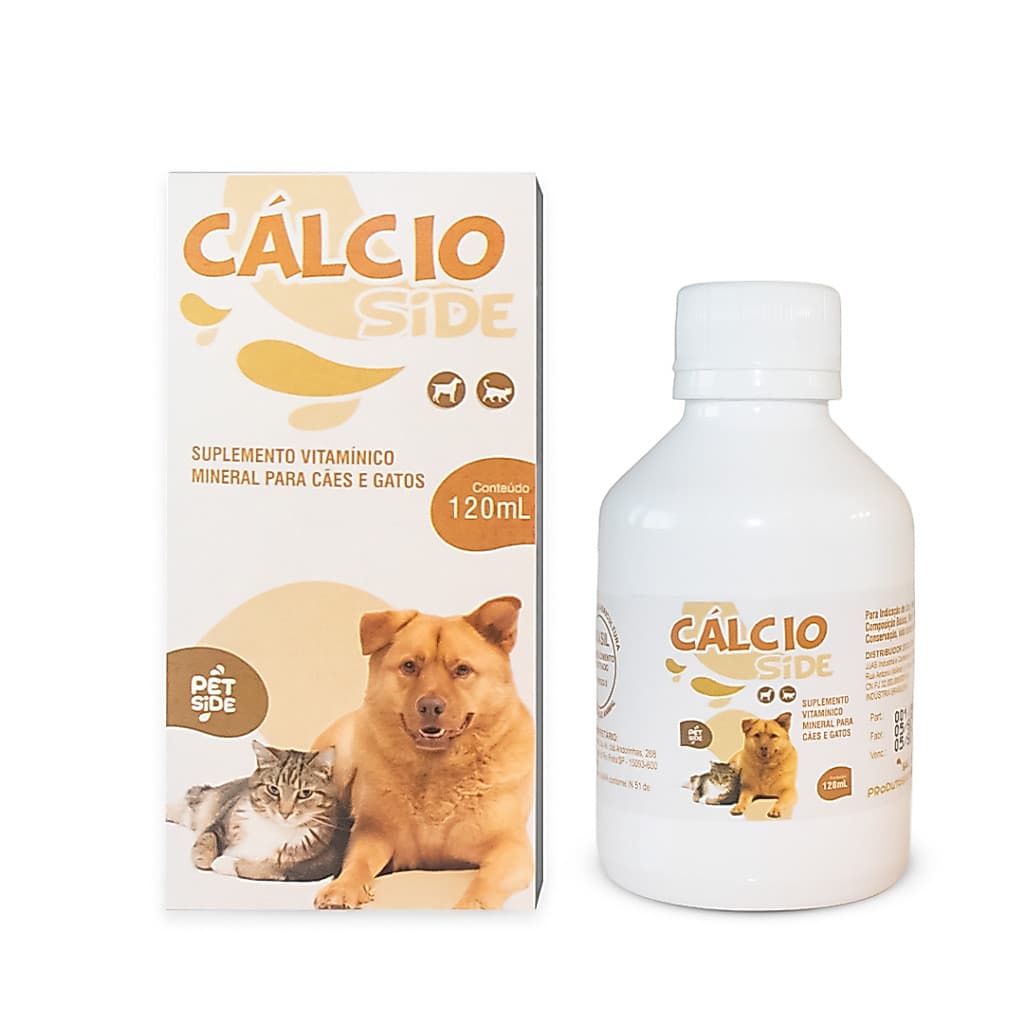 Suplemento Cálcio para Cães e Gatos Vitaminas Mineral em Líquido 120ml Ossos Gestante Filhotes