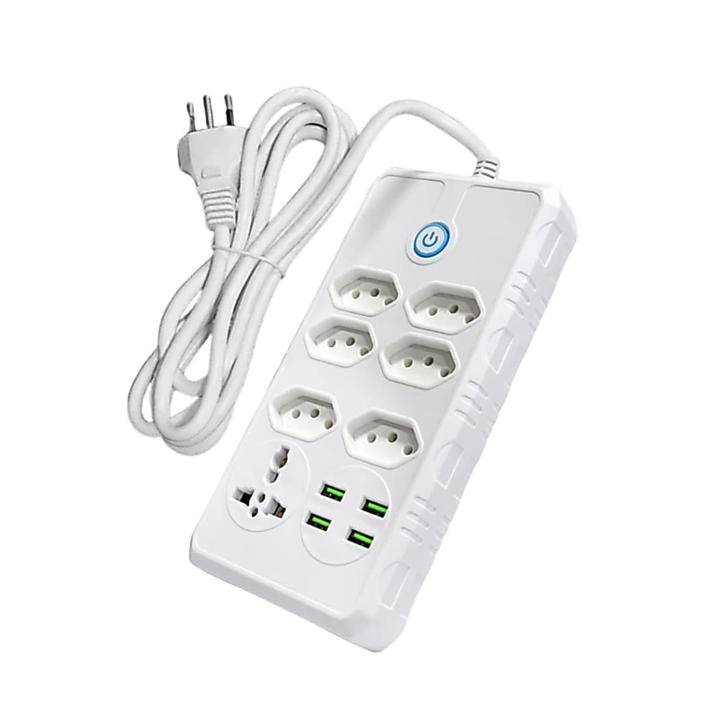 Filtro de Linha com 07 Tomadas e 04 USB Bivolt de 2 Metros