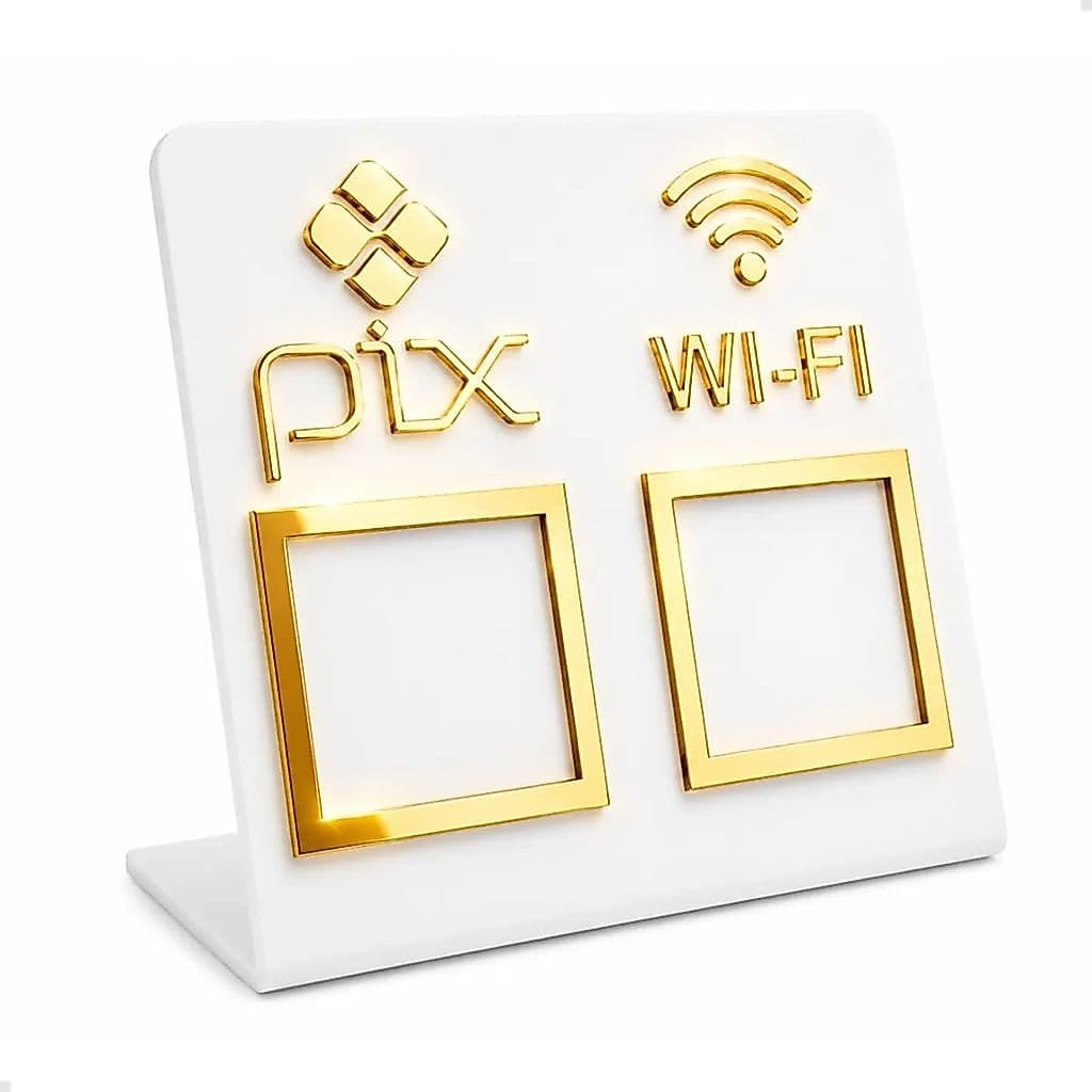 Placa Pix Display Mesa Balcão Pix E Wi-fi Varias Cores