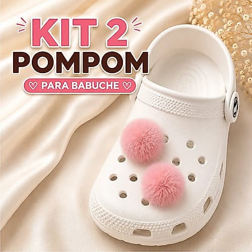 Kit 2 Pompom Rosa  Pins Bottons Enfeites Chinelo Babuche Rosa Pompom Rosa Claro