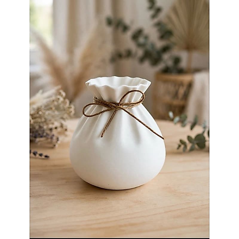 Vaso Cachepô 3D 9x9x9cm Saquinho Boho PLA - Mini Vaso  - Vaso Decorativo Pequeno Impressão 3D