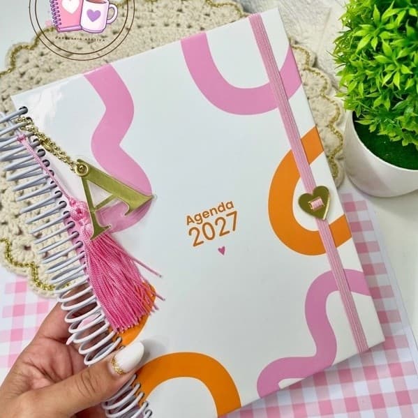 Agenda 2027 Personalizada | Feminina | Agenda Datada | Agenda com Chaveiro | Planner 2027 | Agenda Capa Dura