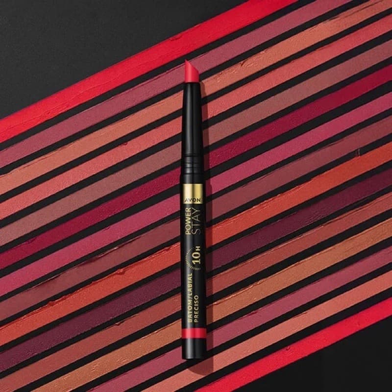 Avon Power Stay Batom Preciso Matte 10h Nude Imponente 2 em 1 Batom e Lápis Labial Alta Cobertura