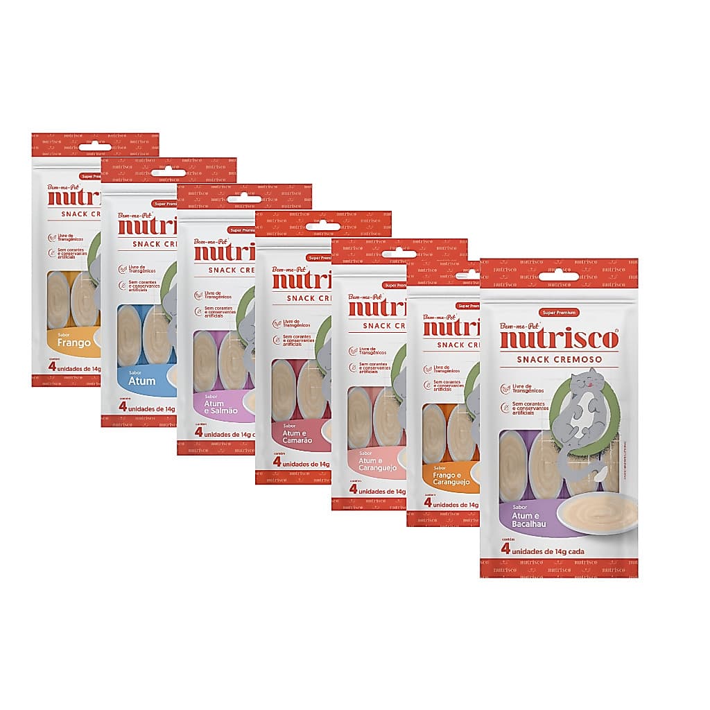 Petisco Cremoso Gato Nutrisco Kit 8 a 2 pacotes 56g cada