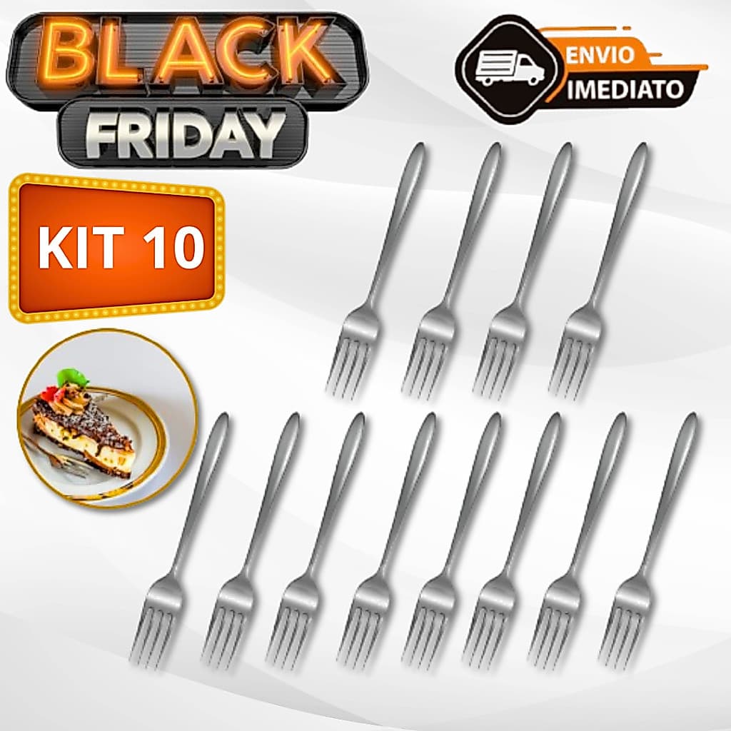 Kit 10 Garfos para sobremesas Aço Inox de alta qualidade Reutilizável Faqueiro Promoção Envio Imediato