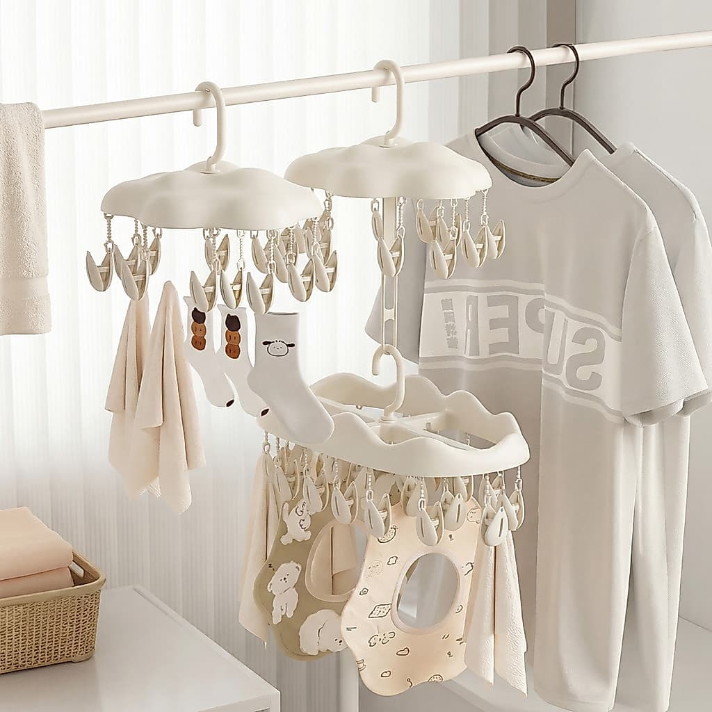 [Estoque pronto] Rack de secagem multifuncional Dormitório Secagem de roupas Multi-Clip Meias multifuncionais Rack de ro
