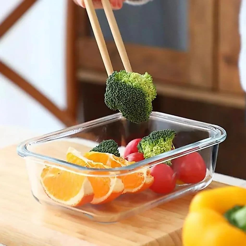 Pote Hermético Retangular Tampa Vidro 640ml Conservação Alimentos Vedação Segura Prático